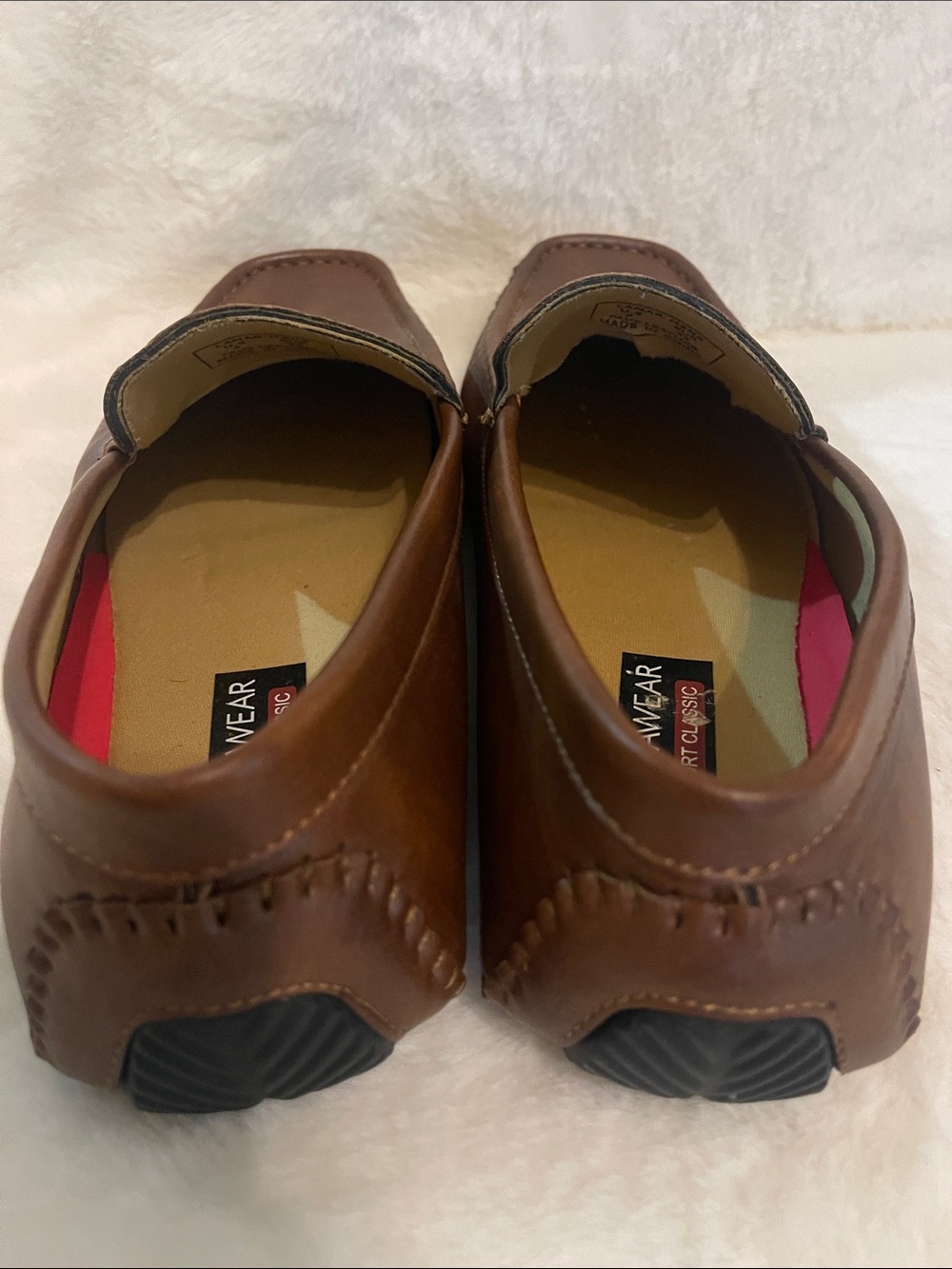 Rocawear Brown Leather Moc Toe Slip-On Loafers with Metal Logo - Picture 4 of 5